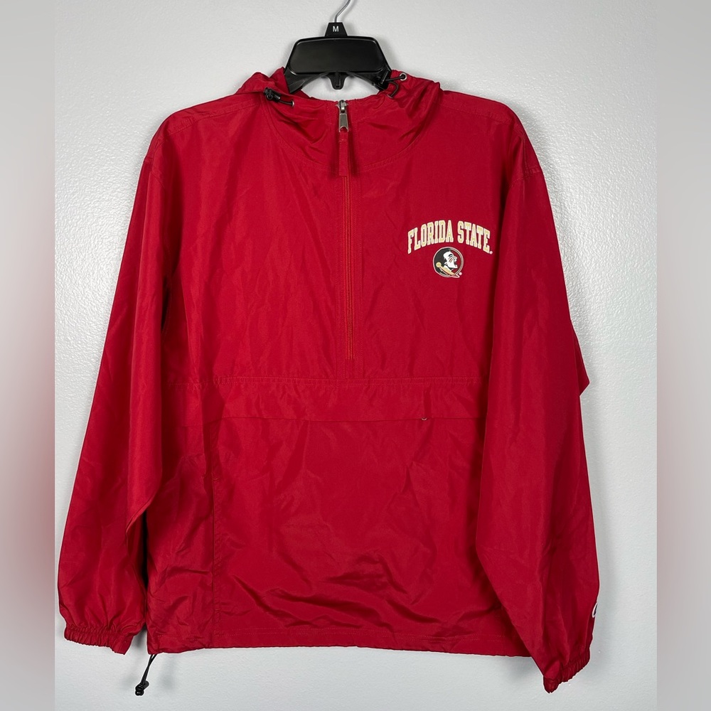 FSU Florida State Seminoles Windbreaker Red 1/2 Zip Jacket size Small